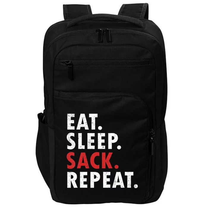 Eat Sleep Sack Repeat Football Player Defense Impact Tech Backpack