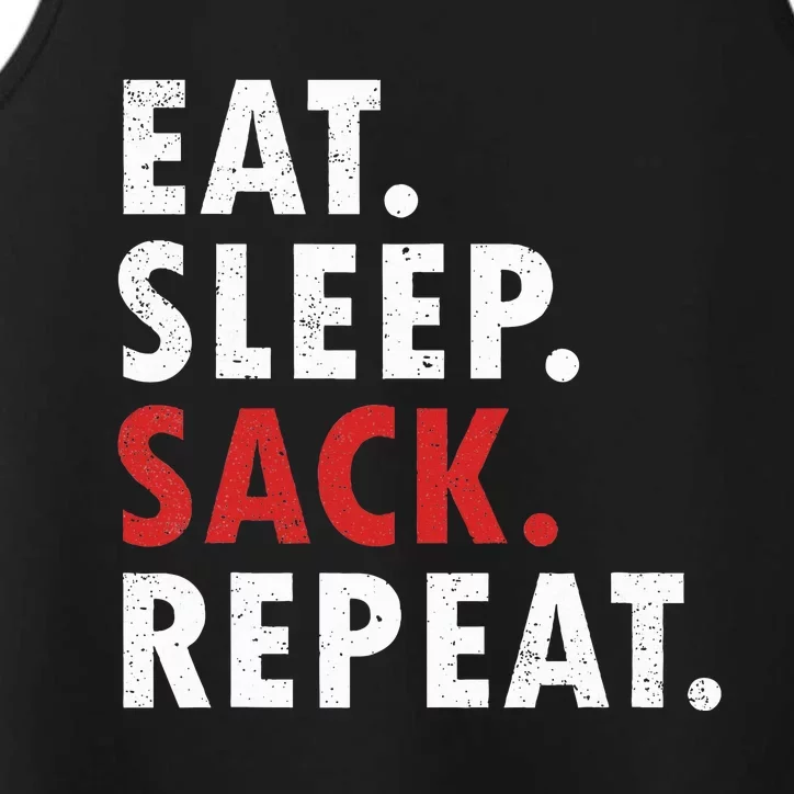 Eat Sleep Sack Repeat Football Player Defense Performance Tank