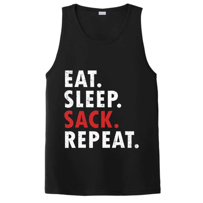 Eat Sleep Sack Repeat Football Player Defense Performance Tank