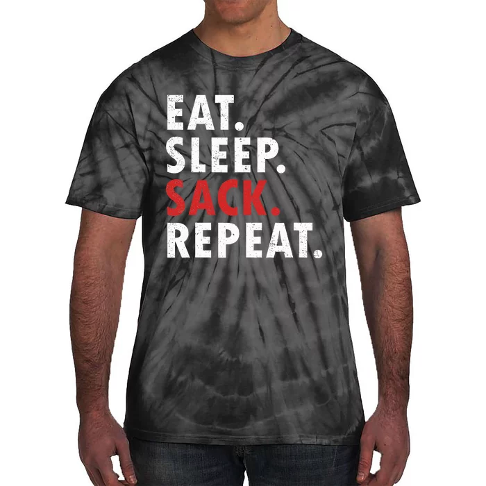 Eat Sleep Sack Repeat Football Player Defense Tie-Dye T-Shirt