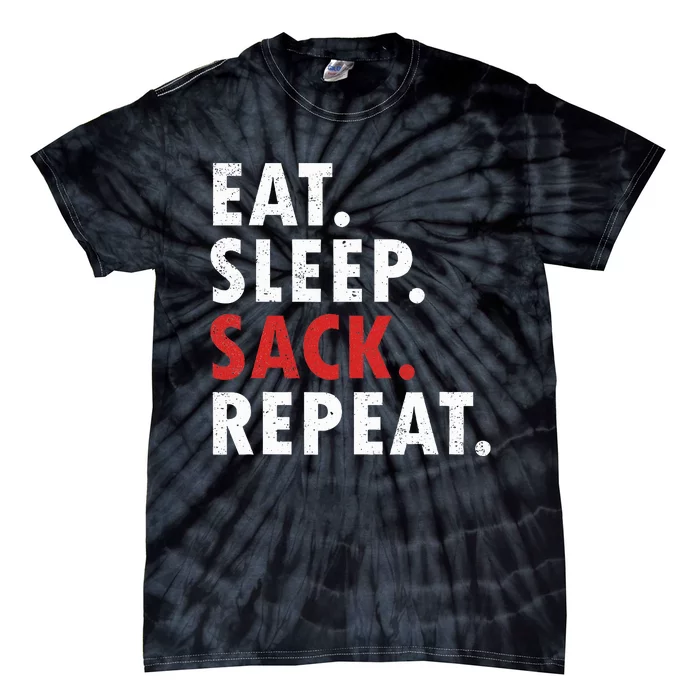 Eat Sleep Sack Repeat Football Player Defense Tie-Dye T-Shirt