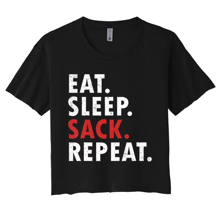 Eat Sleep Sack Repeat Football Player Defense Women's Crop Top Tee