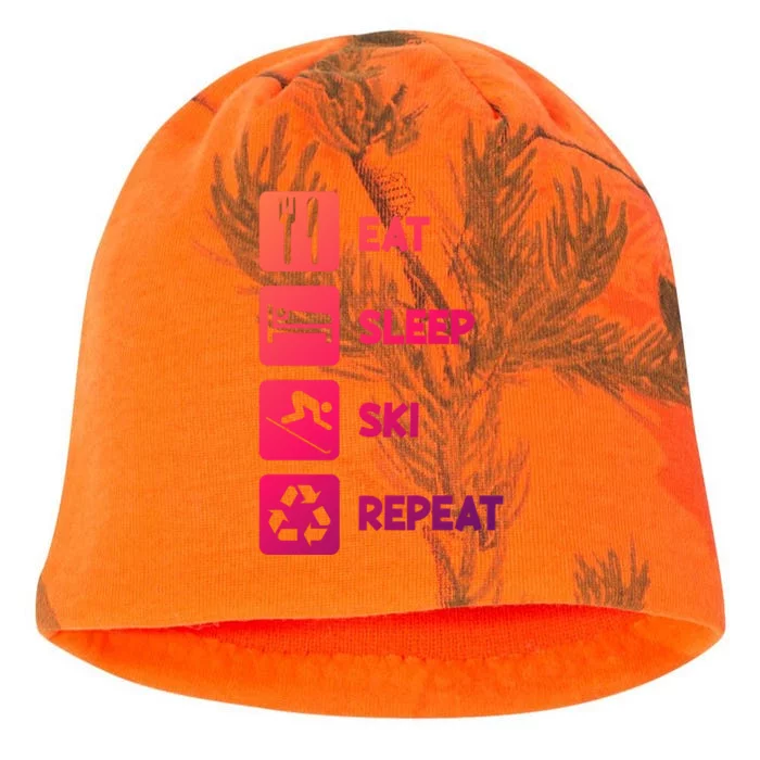 Eat Sleep Ski Repeat Snow Skiing Colorado Mountain Skier Tee Cool Gift Kati - Camo Knit Beanie