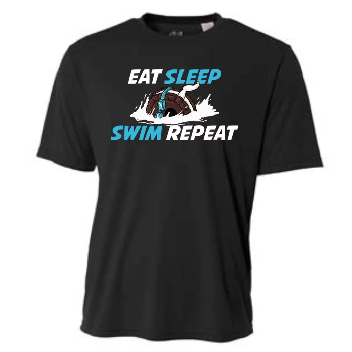 Eat Sleep Swim Repeat Gift Cooling Performance Crew T-Shirt