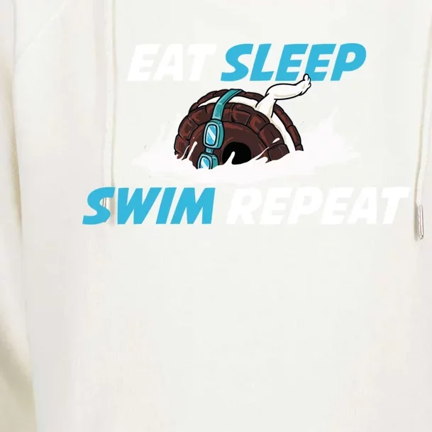 Eat Sleep Swim Repeat Gift Womens Funnel Neck Pullover Hood