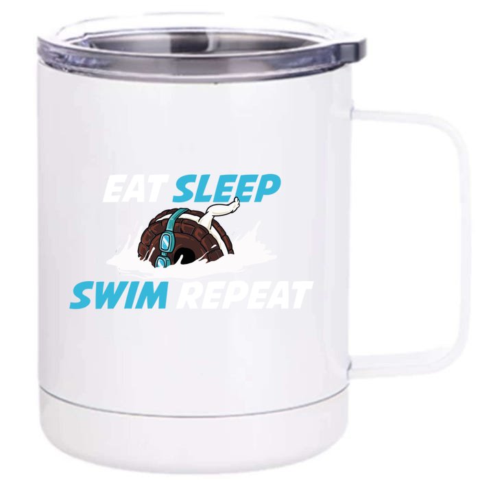 Eat Sleep Swim Repeat Gift Front & Back 12oz Stainless Steel Tumbler Cup