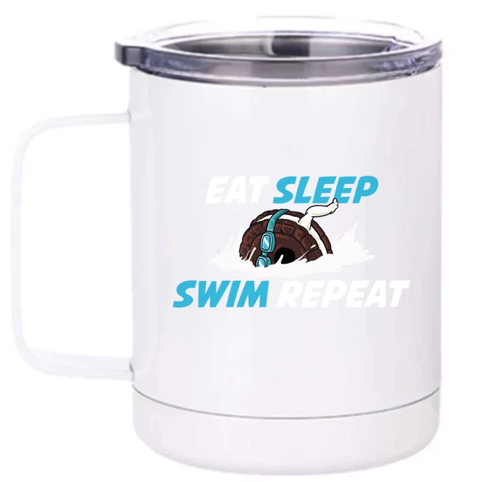 Eat Sleep Swim Repeat Gift Front & Back 12oz Stainless Steel Tumbler Cup