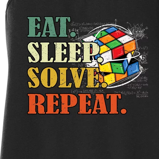 Eat Sleep Solve Repeat Math Speed Cubing Puzzle Lover Cube Women's Racerback Tank