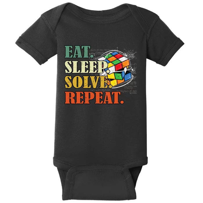 Eat Sleep Solve Repeat Math Speed Cubing Puzzle Lover Cube Baby Bodysuit