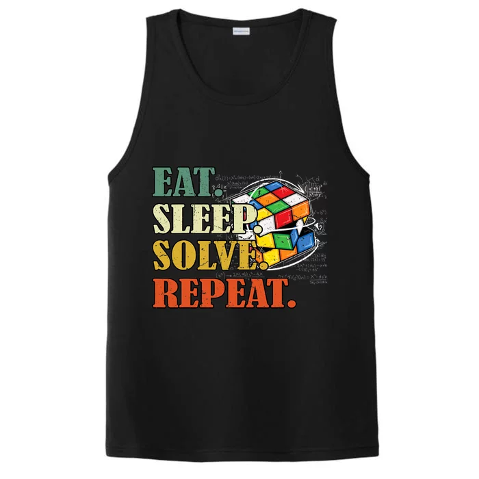 Eat Sleep Solve Repeat Math Speed Cubing Puzzle Lover Cube Performance Tank