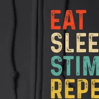 Eat Sleep Stim Repeat Autism Awareness Full Zip Hoodie