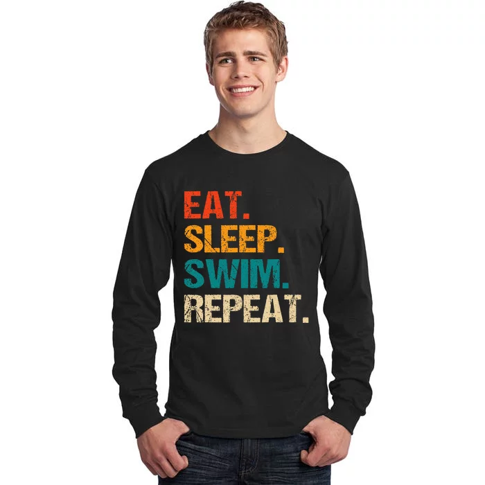 Eat Sleep Swim Repeat Swimmer Tall Long Sleeve T-Shirt