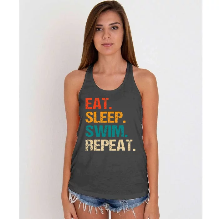 Eat Sleep Swim Repeat Swimmer Women's Knotted Racerback Tank