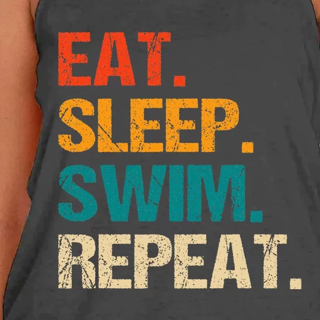 Eat Sleep Swim Repeat Swimmer Women's Knotted Racerback Tank