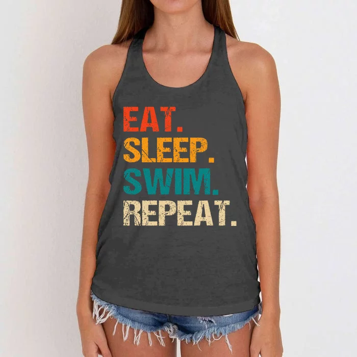 Eat Sleep Swim Repeat Swimmer Women's Knotted Racerback Tank