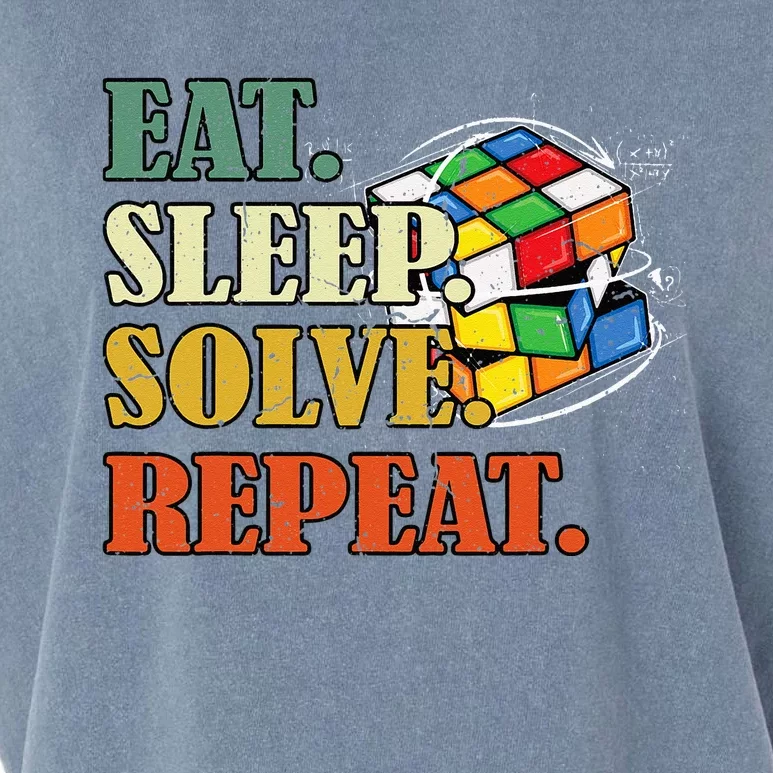 Eat Sleep Solve Repeat Math Speed Cubing Puzzle Lover Cube Garment-Dyed Women's Muscle Tee