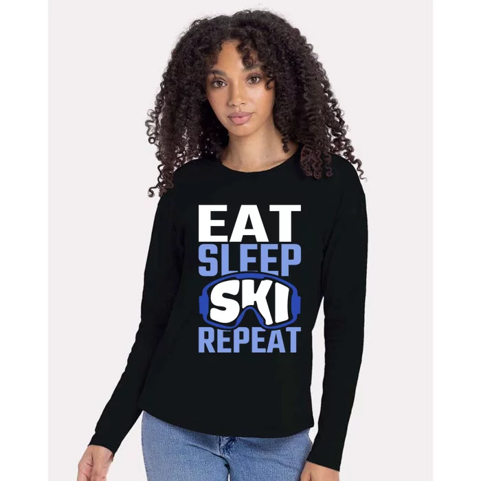 Eat Sleep Ski Repeat Ski Lover Gift Womens Cotton Relaxed Long Sleeve T-Shirt