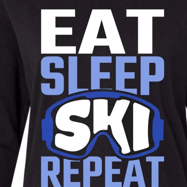 Eat Sleep Ski Repeat Ski Lover Gift Womens Cotton Relaxed Long Sleeve T-Shirt