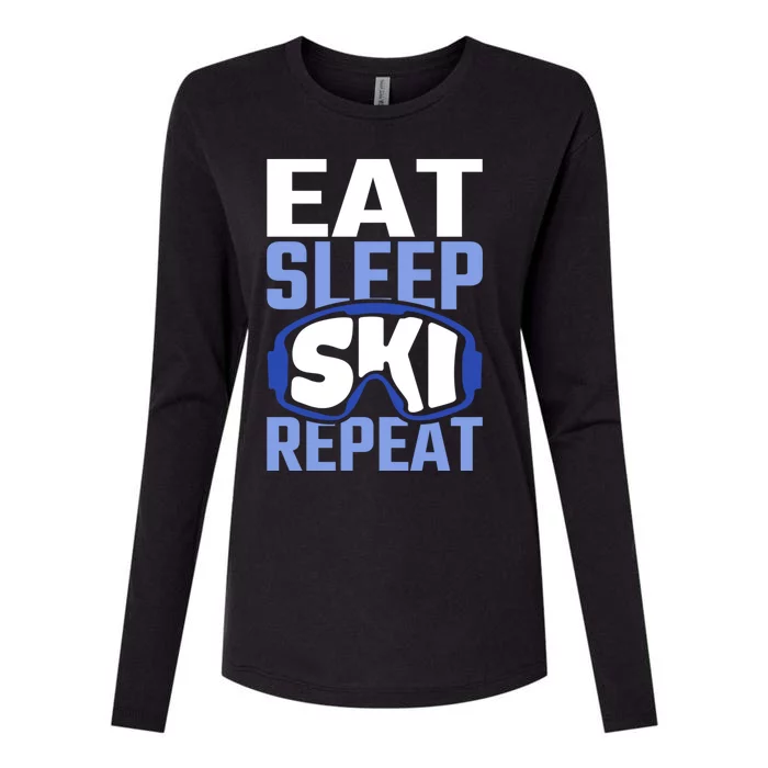 Eat Sleep Ski Repeat Ski Lover Gift Womens Cotton Relaxed Long Sleeve T-Shirt