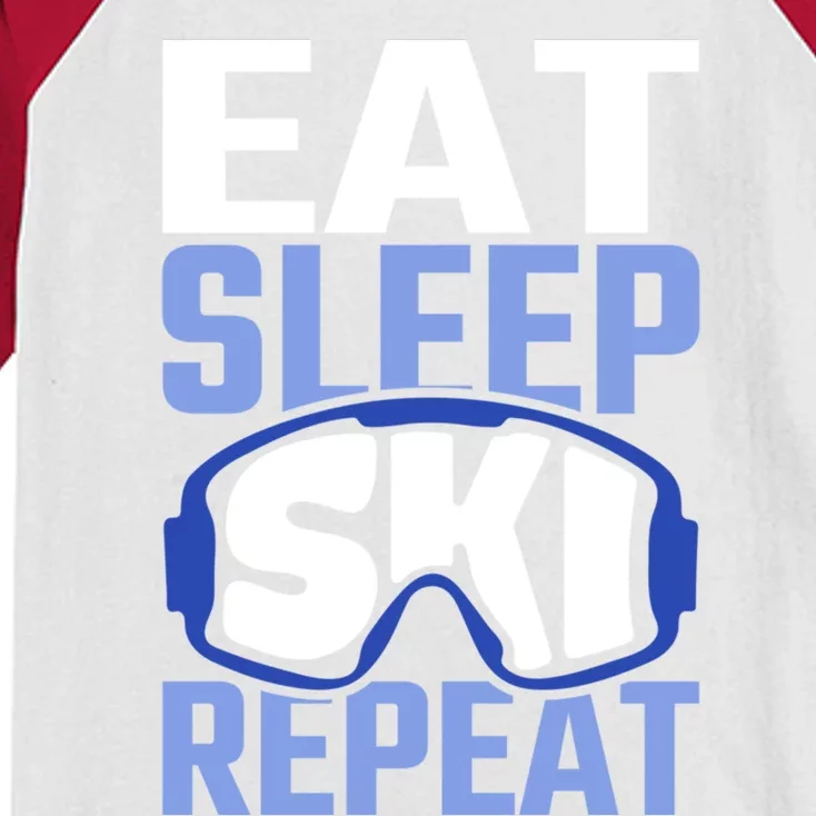 Eat Sleep Ski Repeat Ski Lover Gift Kids Colorblock Raglan Jersey