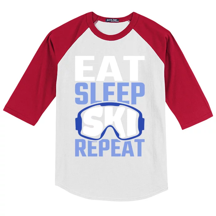 Eat Sleep Ski Repeat Ski Lover Gift Kids Colorblock Raglan Jersey