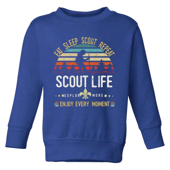 Eat Sleep Scout Repeat Vintage Scouting Scout Life Gift Toddler Sweatshirt