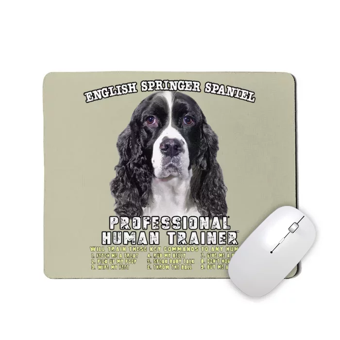 English Springer Spaniel Black Professional Human Trainer Cute Dog Mousepad