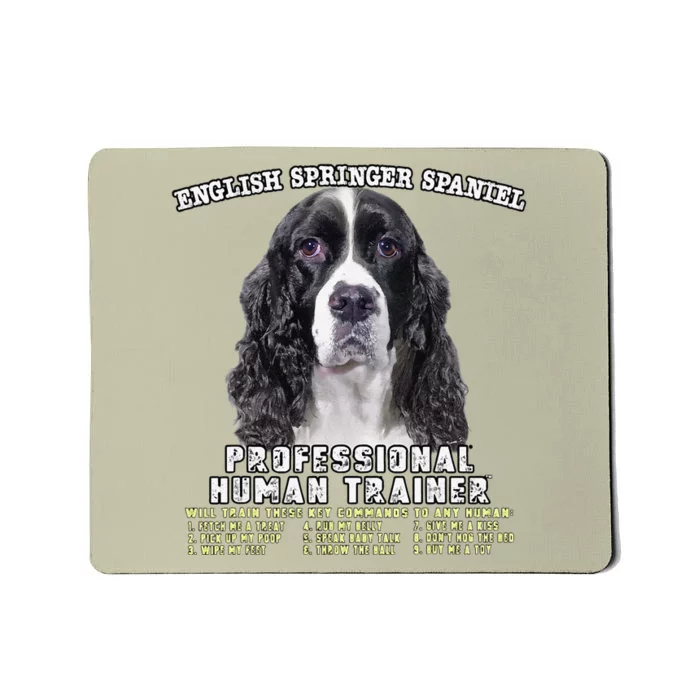 English Springer Spaniel Black Professional Human Trainer Cute Dog Mousepad