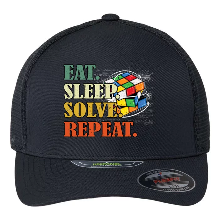 Eat Sleep Solve Repeat Math Speed Cubing Puzzle Lover Cube Flexfit Unipanel Trucker Cap