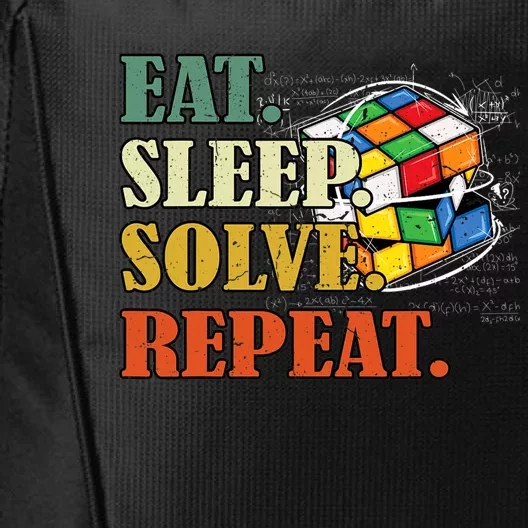 Eat Sleep Solve Repeat Math Speed Cubing Puzzle Lover Cube City Backpack