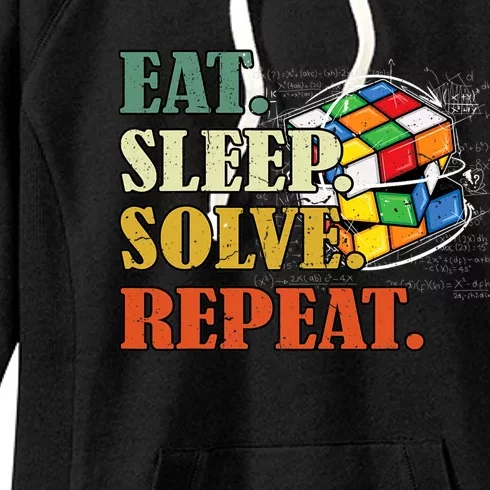 Eat Sleep Solve Repeat Math Speed Cubing Puzzle Lover Cube Women's Fleece Hoodie