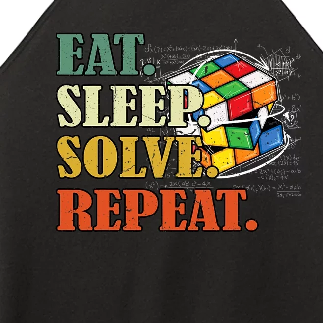 Eat Sleep Solve Repeat Math Speed Cubing Puzzle Lover Cube Women’s Perfect Tri Rocker Tank