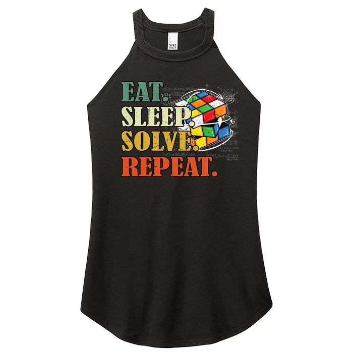 Eat Sleep Solve Repeat Math Speed Cubing Puzzle Lover Cube Women’s Perfect Tri Rocker Tank