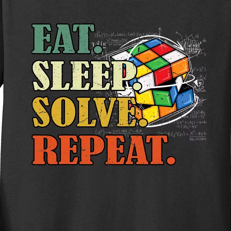 Eat Sleep Solve Repeat Math Speed Cubing Puzzle Lover Cube Kids Long Sleeve Shirt