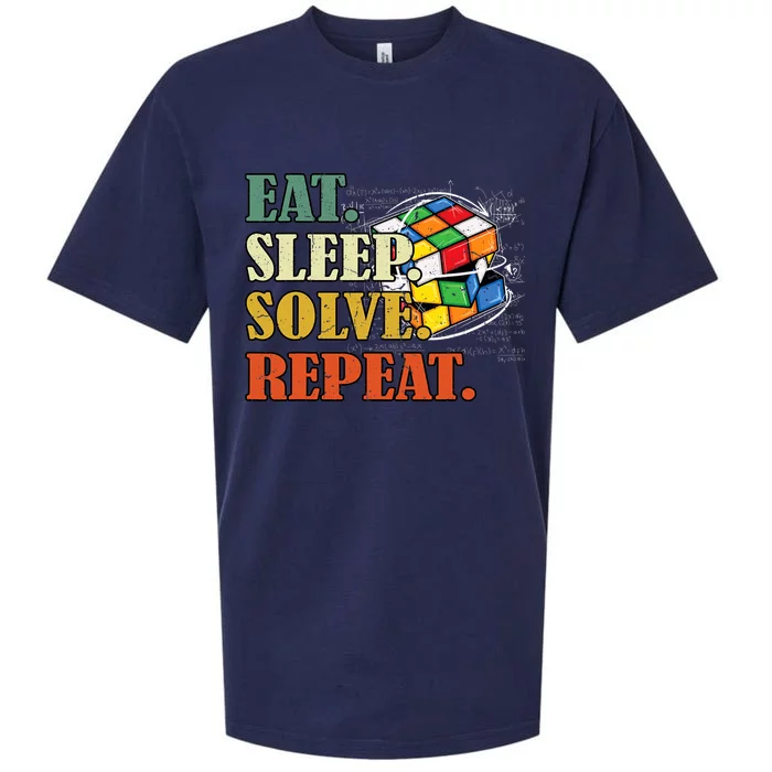 Eat Sleep Solve Repeat Math Speed Cubing Puzzle Lover Cube Sueded Cloud Jersey T-Shirt