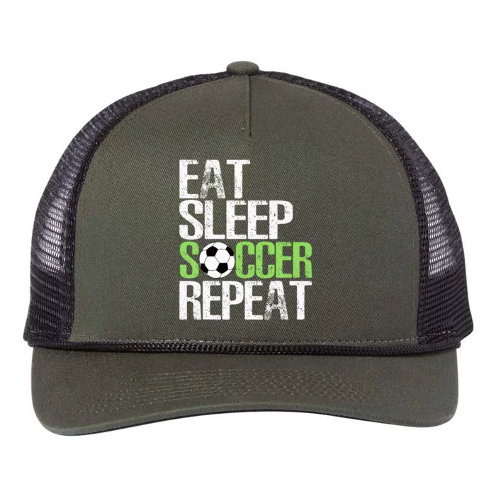 Eat Sleep Soccer Repeat Cool Sport Player Retro Rope Trucker Hat Cap