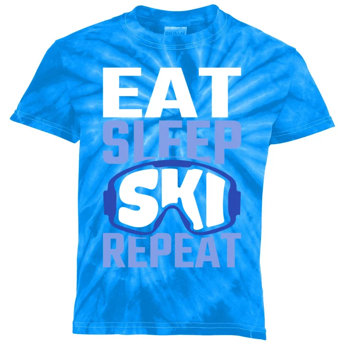 Eat Sleep Ski Repeat Ski Lover Gift Kids Tie-Dye T-Shirt