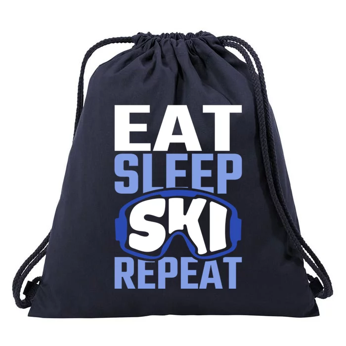 Eat Sleep Ski Repeat Ski Lover Gift Drawstring Bag