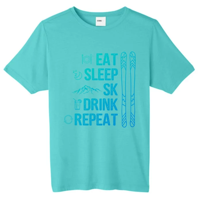 Eat Sleep Ski Ski Area Slopes Call Winter Sports Gift ChromaSoft Performance T-Shirt