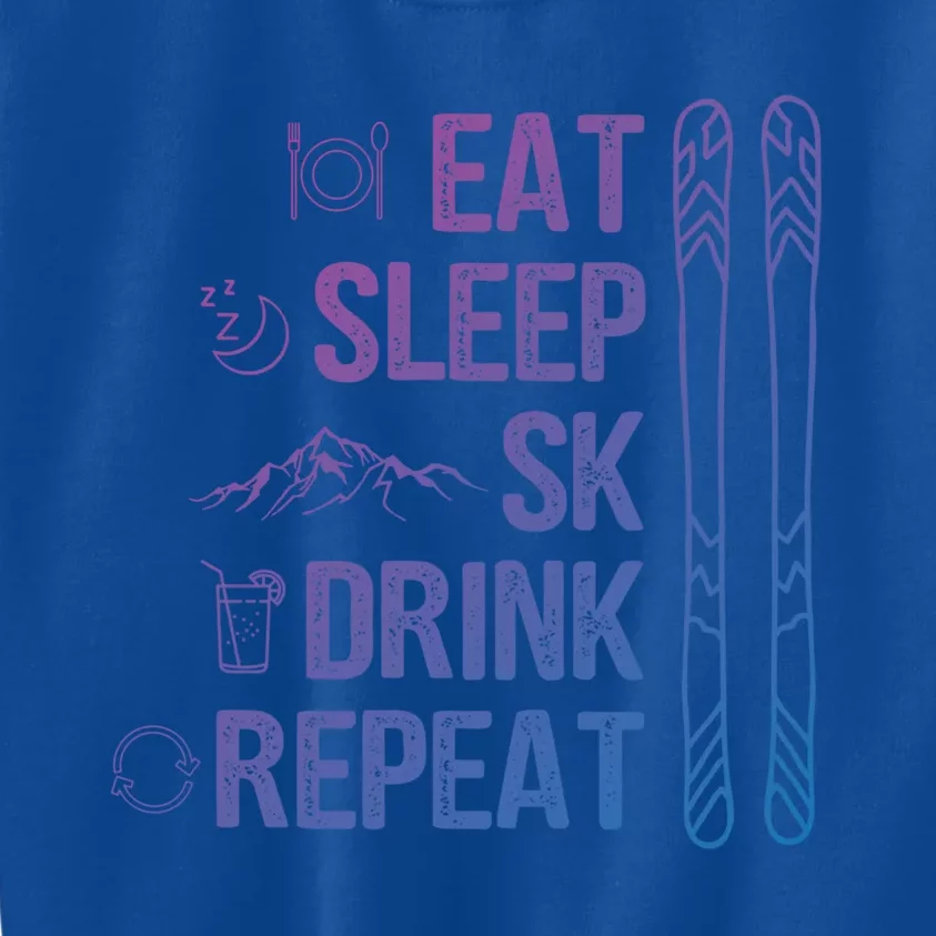 Eat Sleep Ski Ski Area Slopes Call Winter Sports Gift Kids Sweatshirt