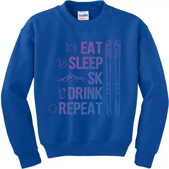 Eat Sleep Ski Ski Area Slopes Call Winter Sports Gift Kids Sweatshirt