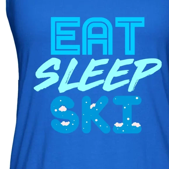 Eat Sleep Ski Funny Quote Skiing Gift Cute Gift Ladies Essential Flowy Tank