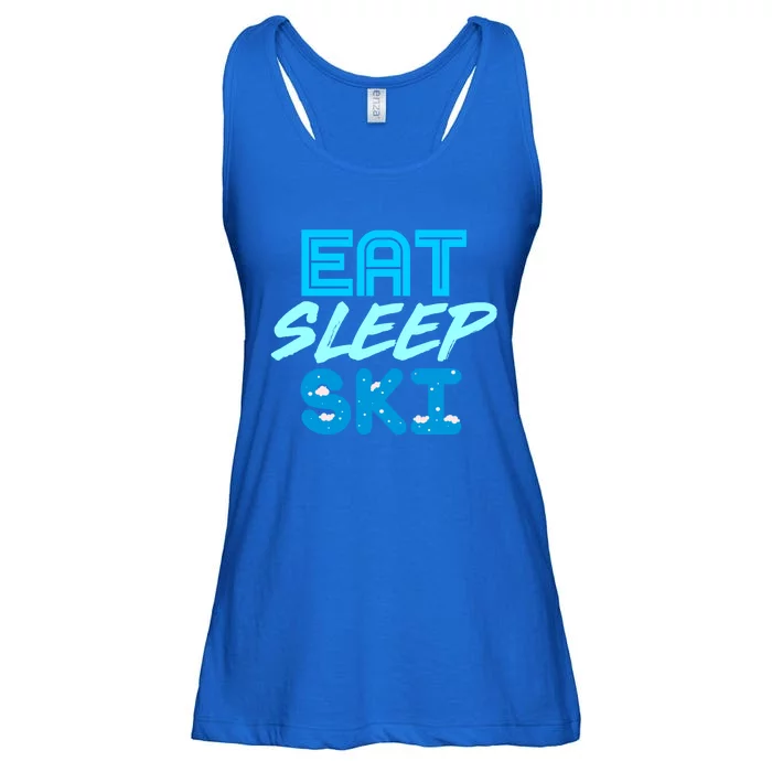 Eat Sleep Ski Funny Quote Skiing Gift Cute Gift Ladies Essential Flowy Tank