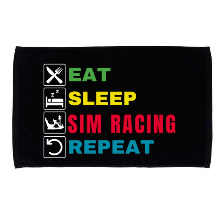 Eat Sleep Sim Racing Repeat Sim Racer Car Racing Sim Race Funny Gaming Esport Microfiber Hand Towel