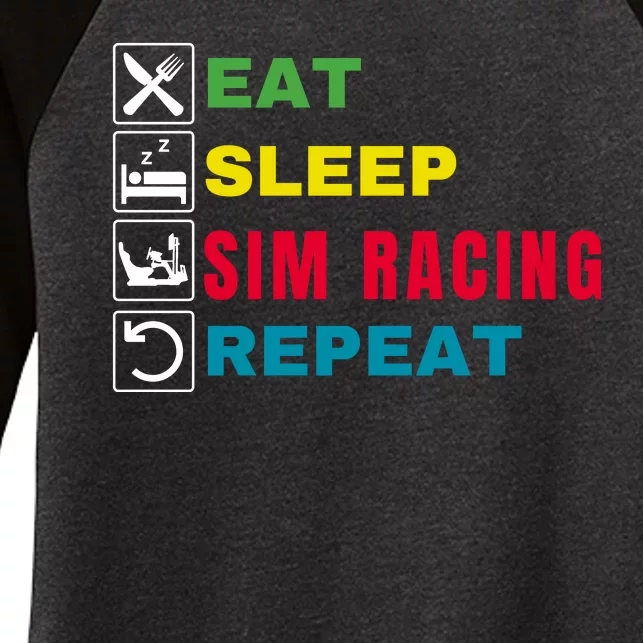 Eat Sleep Sim Racing Repeat Sim Racer Car Racing Sim Race Funny Gaming Esport Women's Tri-Blend 3/4-Sleeve Raglan Shirt