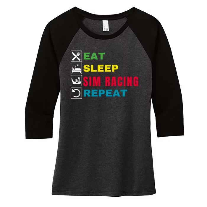 Eat Sleep Sim Racing Repeat Sim Racer Car Racing Sim Race Funny Gaming Esport Women's Tri-Blend 3/4-Sleeve Raglan Shirt