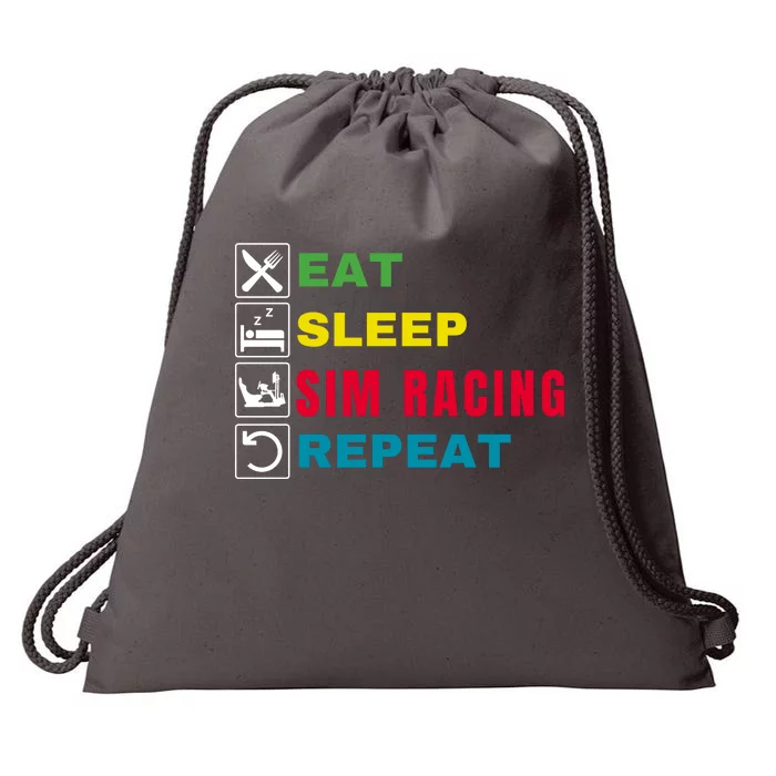 Eat Sleep Sim Racing Repeat Sim Racer Car Racing Sim Race Funny Gaming Esport Drawstring Bag