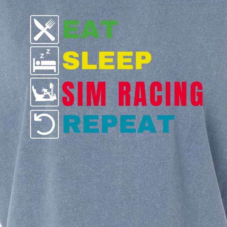 Eat Sleep Sim Racing Repeat Sim Racer Car Racing Sim Race Funny Gaming Esport Garment-Dyed Women's Muscle Tee