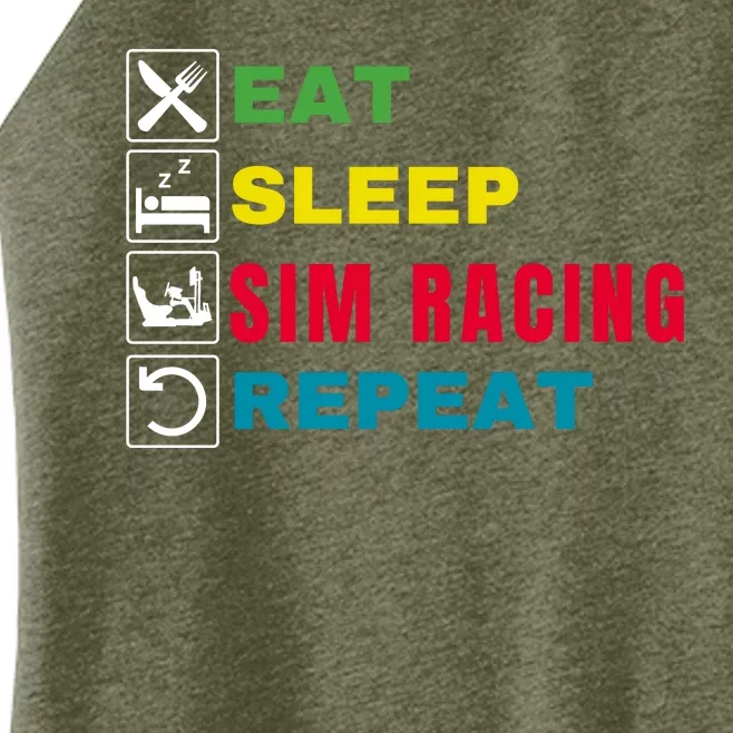 Eat Sleep Sim Racing Repeat Sim Racer Car Racing Sim Race Funny Gaming Esport Women’s Perfect Tri Rocker Tank