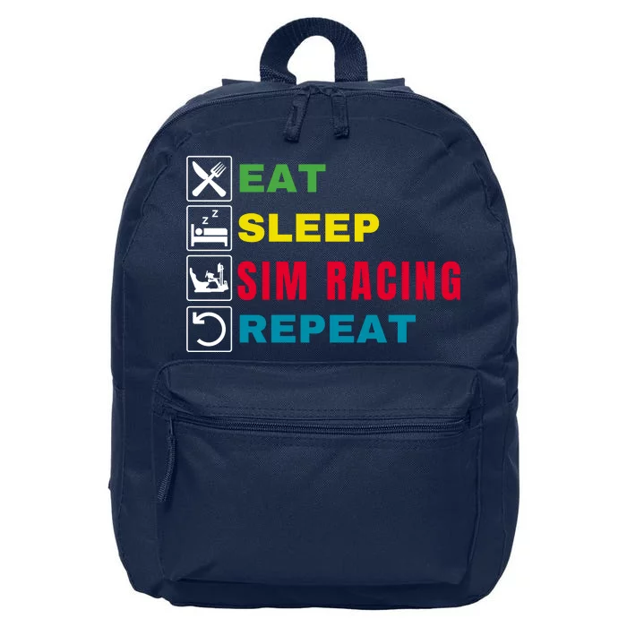 Eat Sleep Sim Racing Repeat Sim Racer Car Racing Sim Race Funny Gaming Esport 16 in Basic Backpack